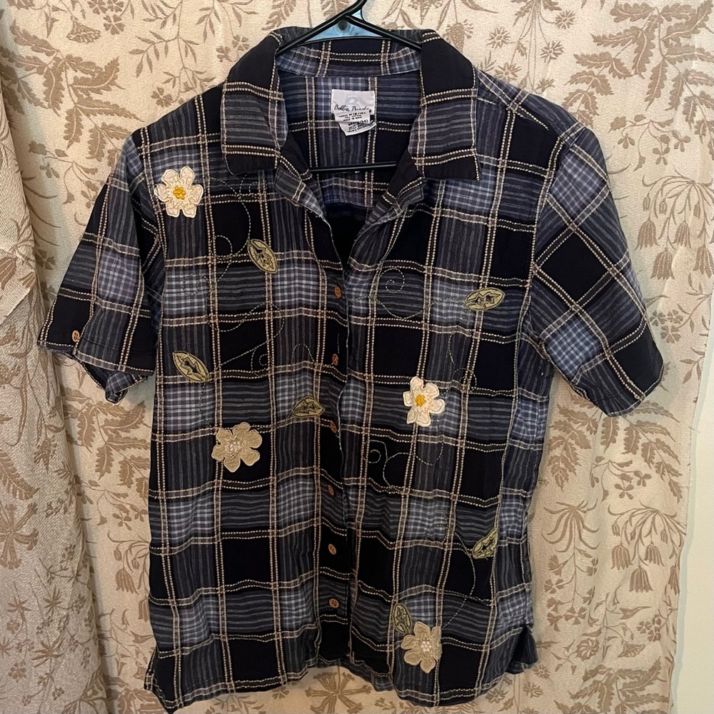 Cottagecore Daisy & Vine Embroidered Button-Up